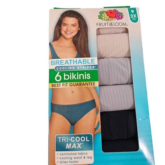 Fruit of the Loom Panties Tri-Cool Max 6 Pack Breathable Hipsters Size 2X (NWT) - Picture 5 of 11